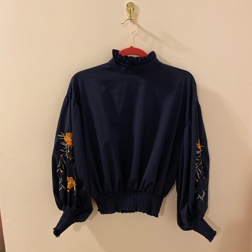 Blouse, with floral embroidery